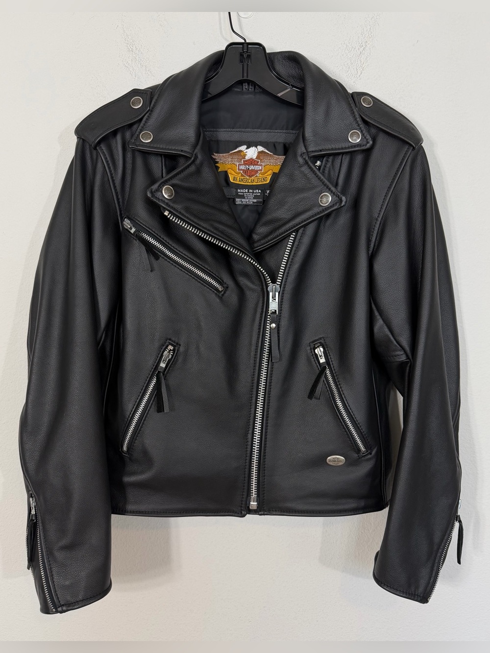 Vintage Harley Davidson Women’s Black Genuine Leather Jacket Small